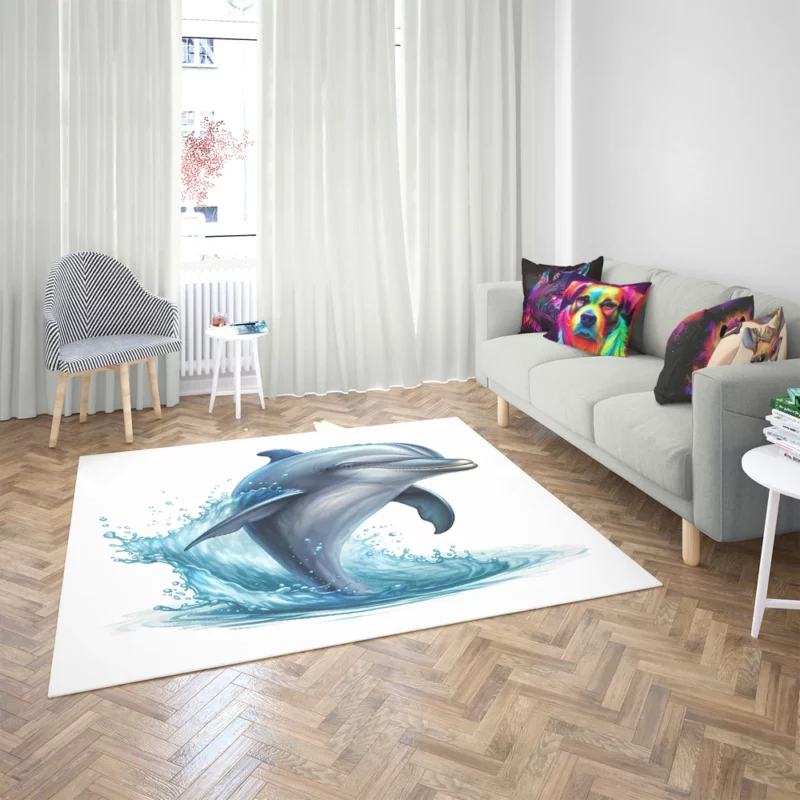 Jumping Dolphin Artwork Rug 2