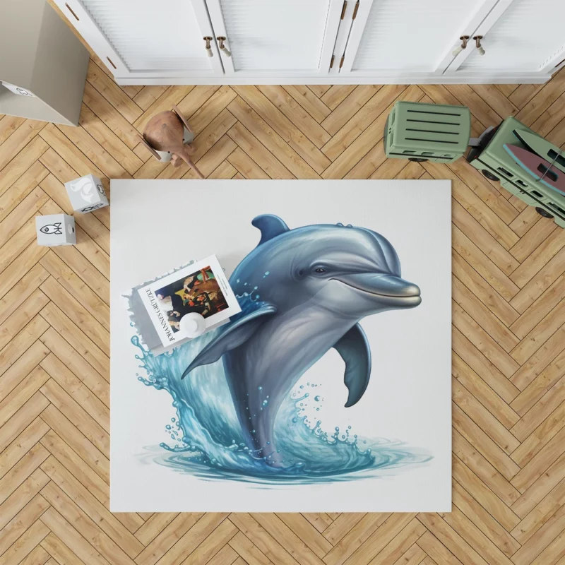 Jumping Dolphin Artwork Rug