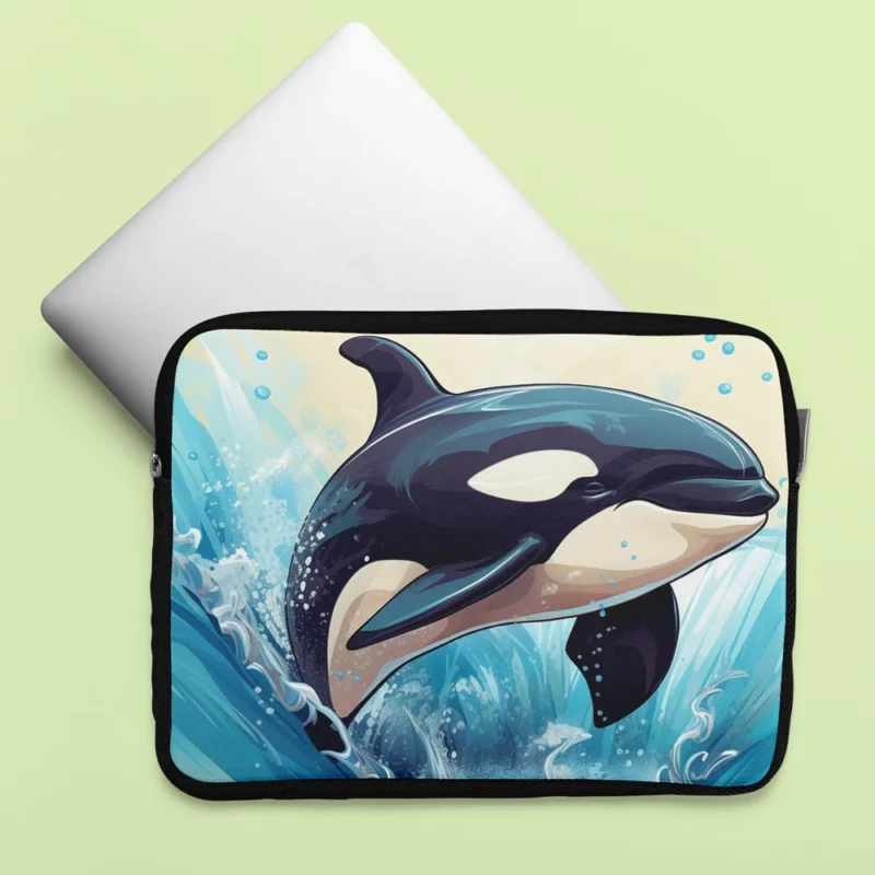 Jumping Orca Cartoon Laptop Sleeve