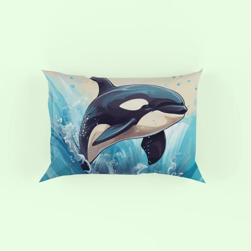 Jumping Orca Cartoon Pillow Case