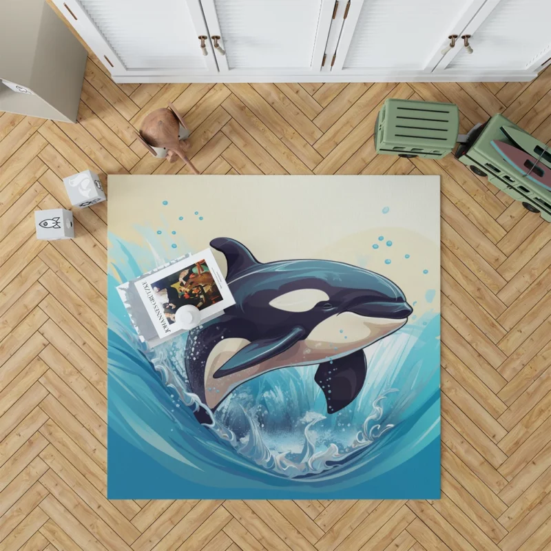 Jumping Orca Cartoon Rug