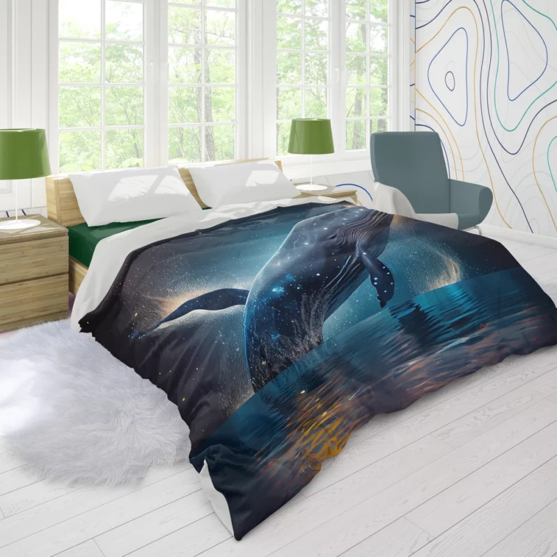 Jumping Whale AI Artwork Duvet Cover