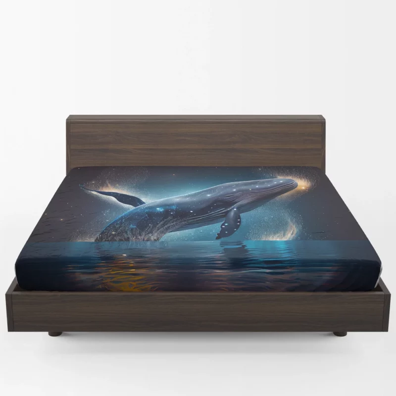 Jumping Whale AI Artwork Fitted Sheet 1