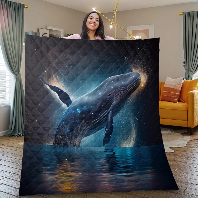 Jumping Whale AI Artwork Quilt Blanket