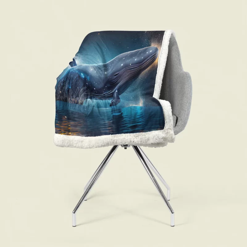 Jumping Whale AI Artwork Sherpa Fleece Blanket 1