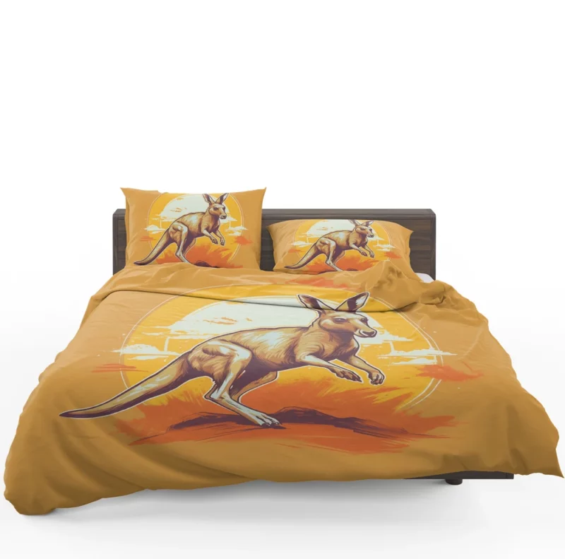 Kangaroo Running in the Desert Bedding Set 1