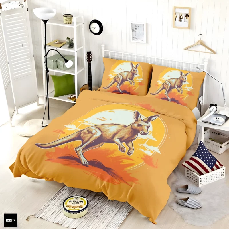 Kangaroo Running in the Desert Bedding Set