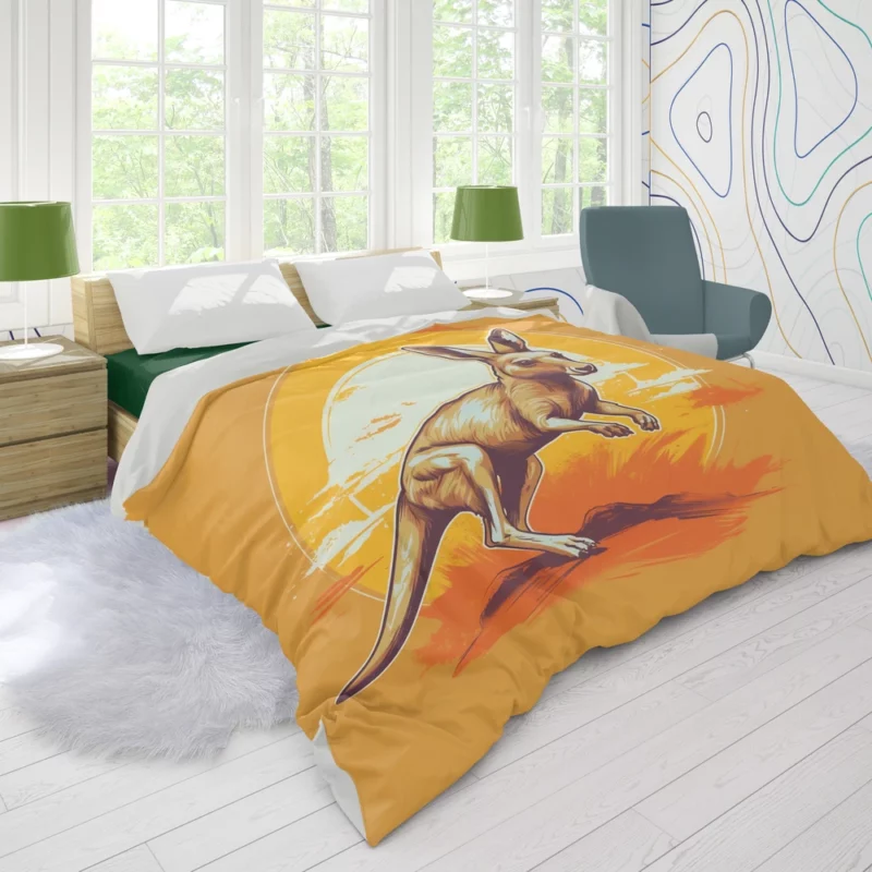 Kangaroo Running in the Desert Duvet Cover