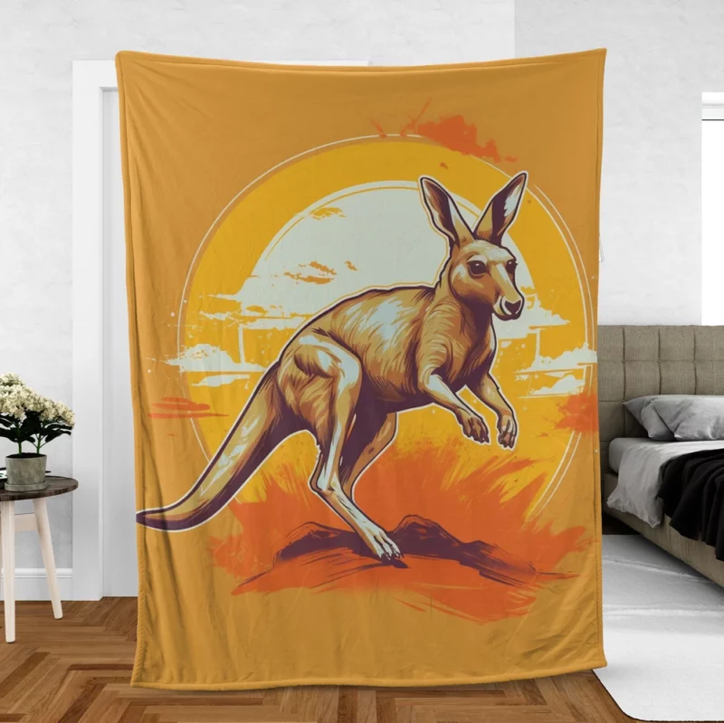 Kangaroo Running in the Desert Fleece Blanket