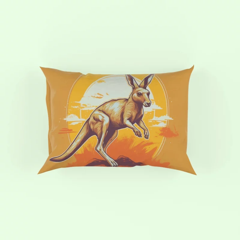 Kangaroo Running in the Desert Pillow Case