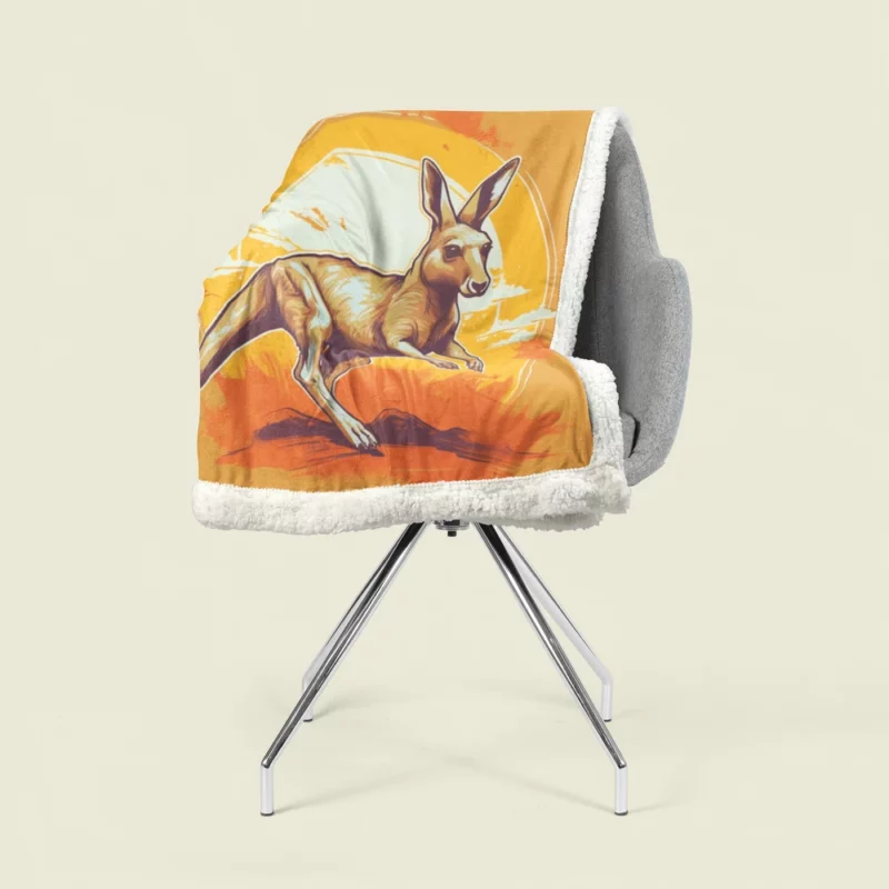 Kangaroo Running in the Desert Sherpa Fleece Blanket 1