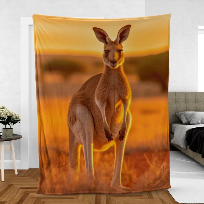 Kangaroo at Sunset Fleece Blanket