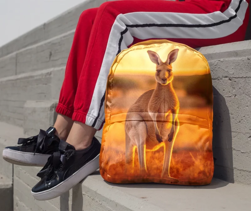 Kangaroo at Sunset Minimalist Backpack 1