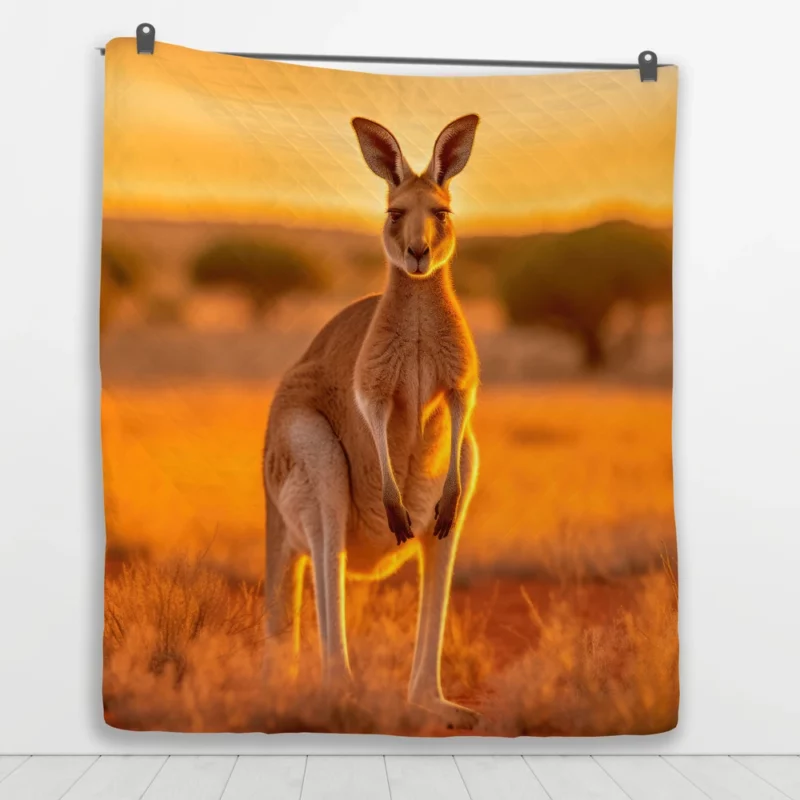 Kangaroo at Sunset Quilt Blanket 1