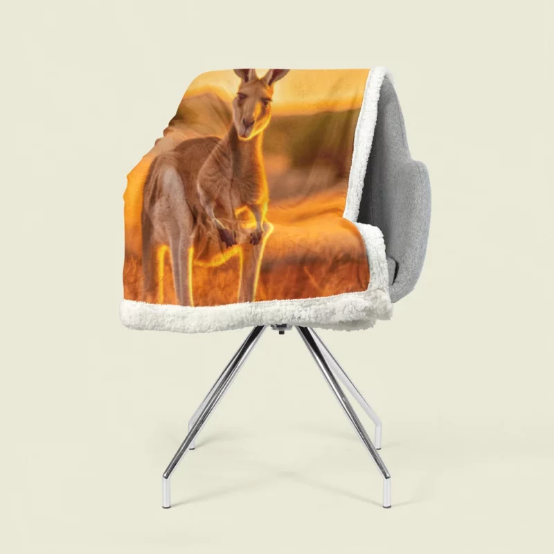 Kangaroo at Sunset Sherpa Fleece Blanket 1