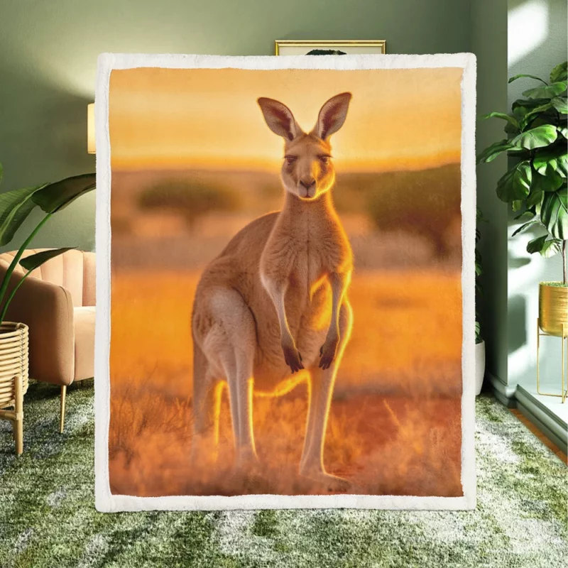 Kangaroo at Sunset Sherpa Fleece Blanket