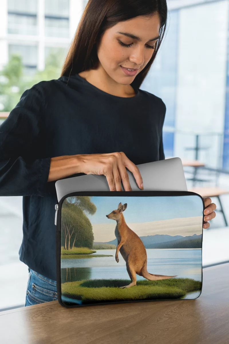 Kangaroo by the Lakeside Laptop Sleeve 1