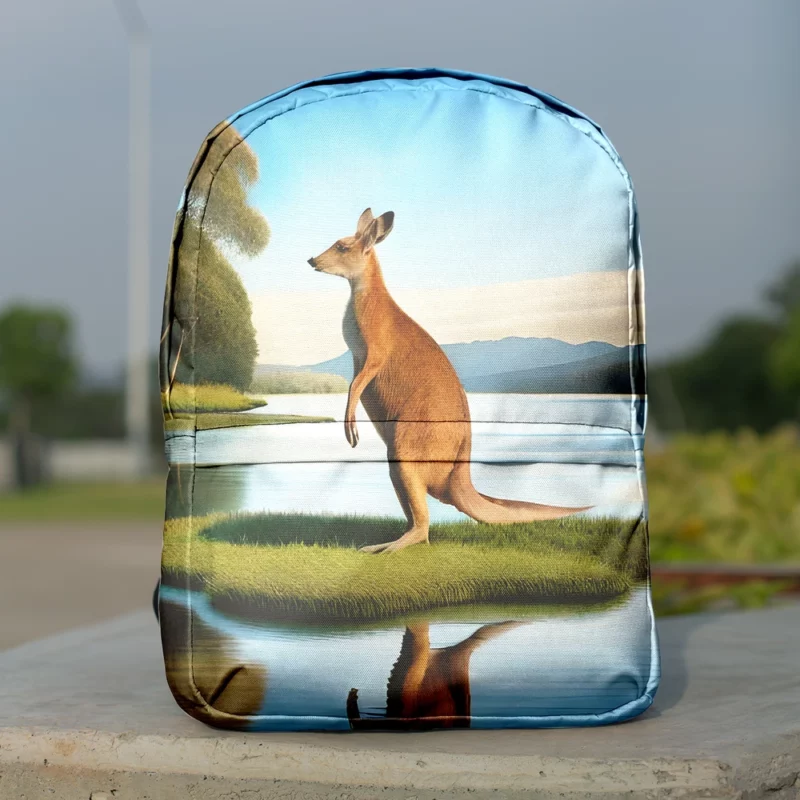 Kangaroo by the Lakeside Minimalist Backpack