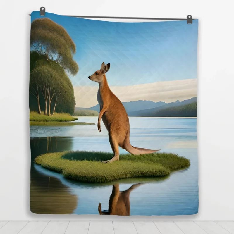 Kangaroo by the Lakeside Quilt Blanket 1