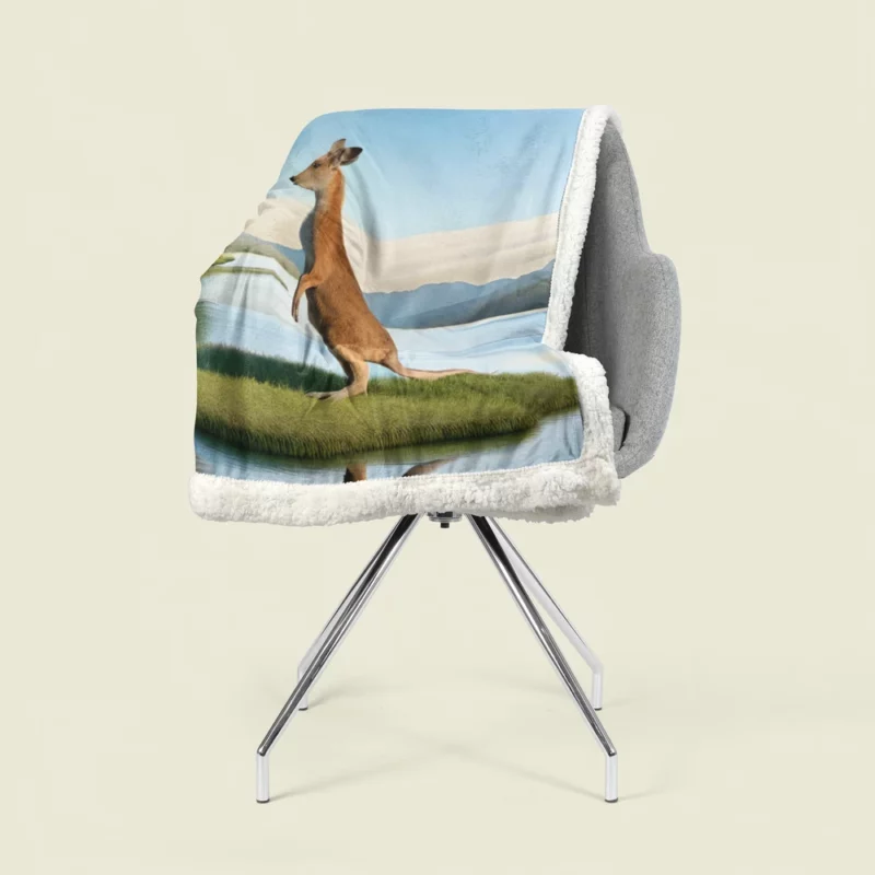 Kangaroo by the Lakeside Sherpa Fleece Blanket 1