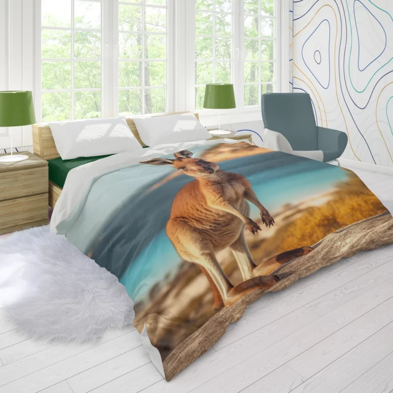 Kangaroo on Australian Beach Duvet Cover