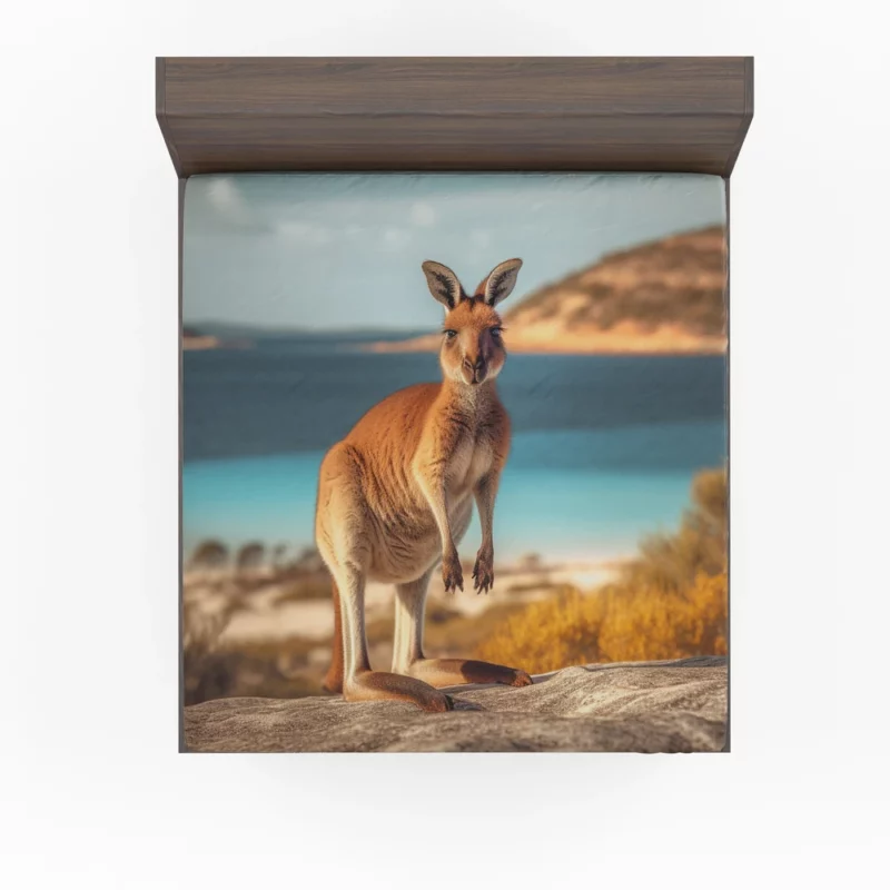 Kangaroo on Australian Beach Fitted Sheet