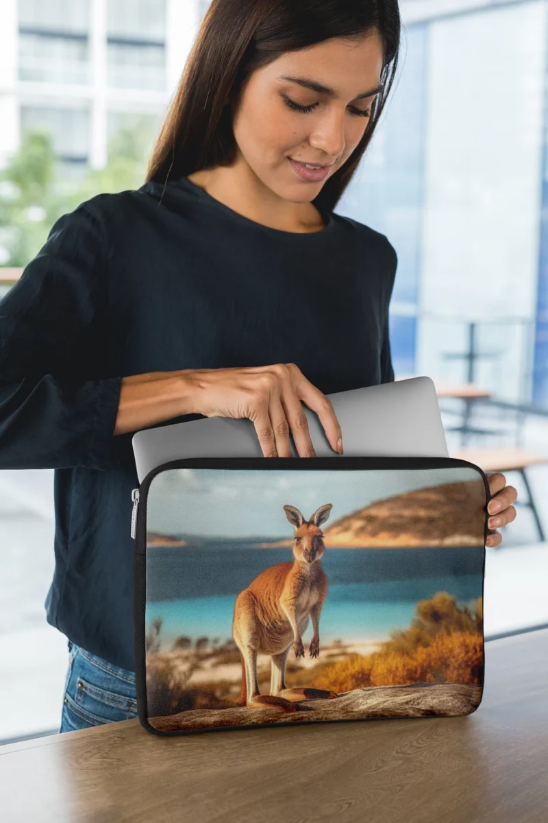 Kangaroo on Australian Beach Laptop Sleeve 1
