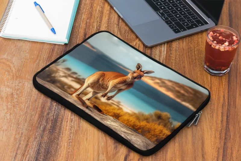 Kangaroo on Australian Beach Laptop Sleeve 2