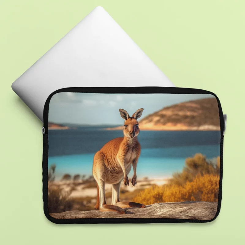 Kangaroo on Australian Beach Laptop Sleeve