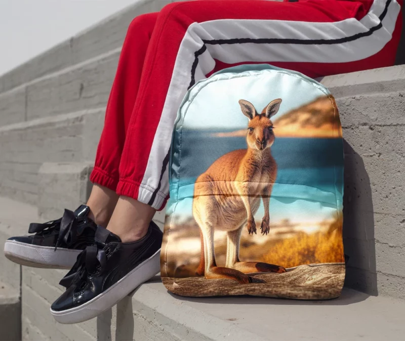 Kangaroo on Australian Beach Minimalist Backpack 1