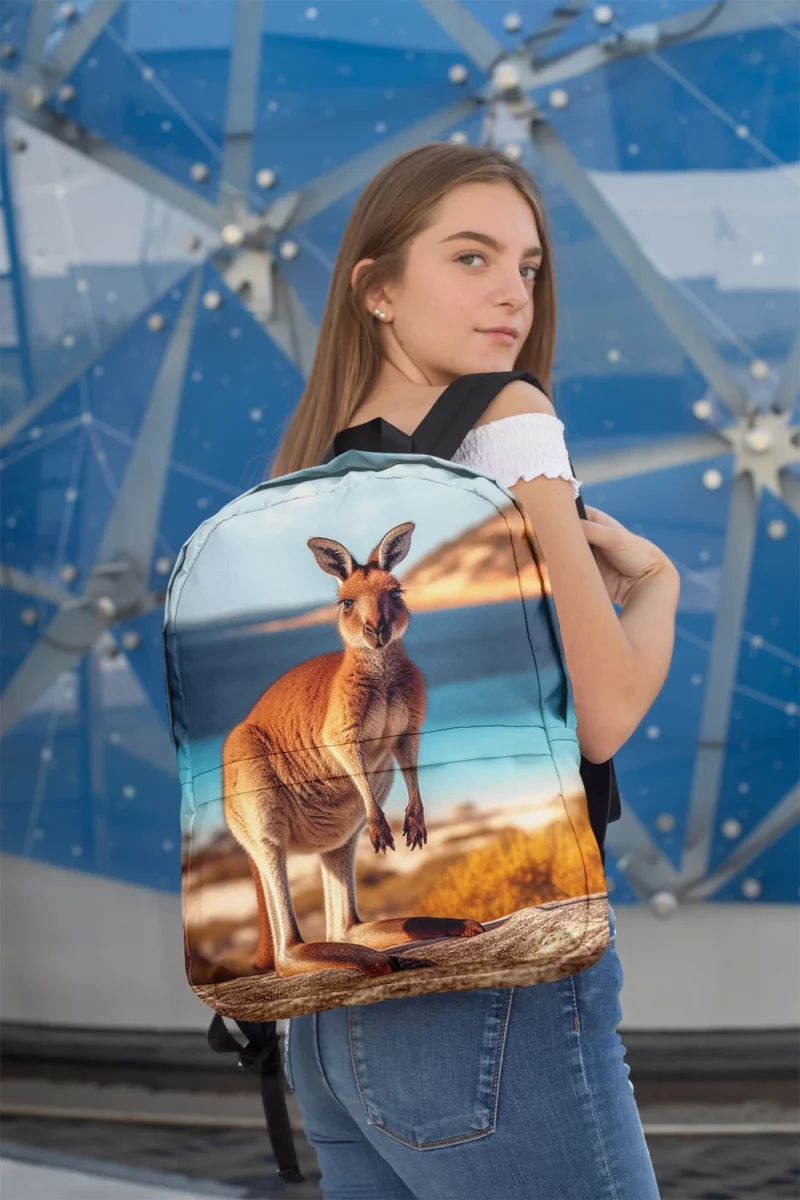 Kangaroo on Australian Beach Minimalist Backpack 2