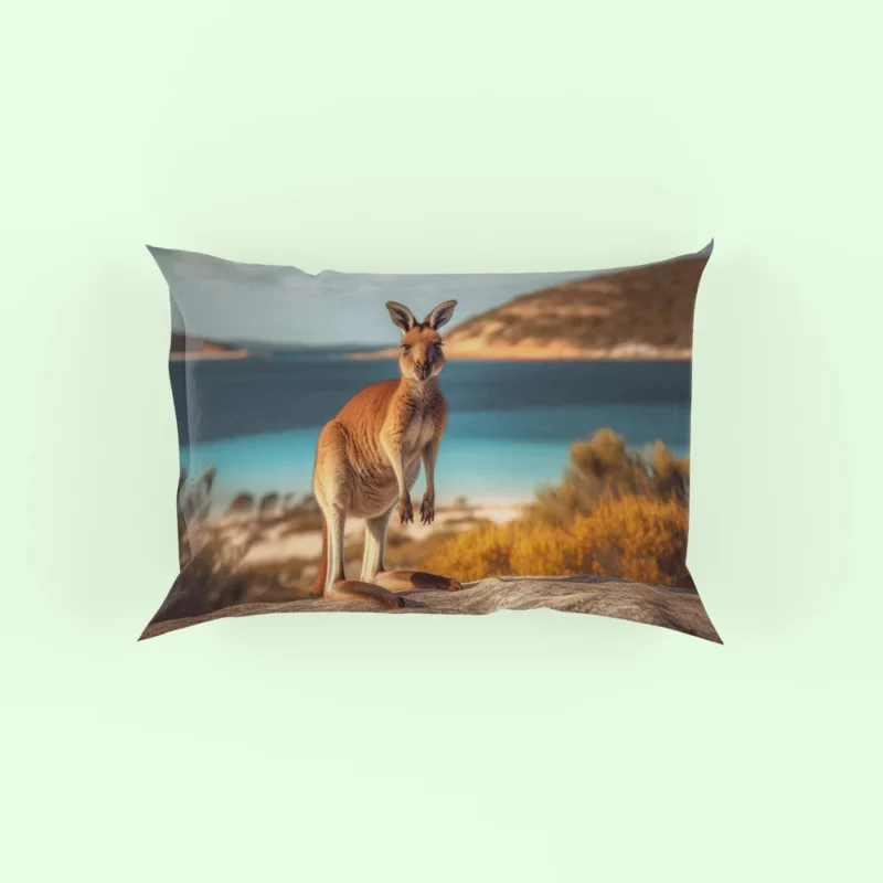 Kangaroo on Australian Beach Pillow Case