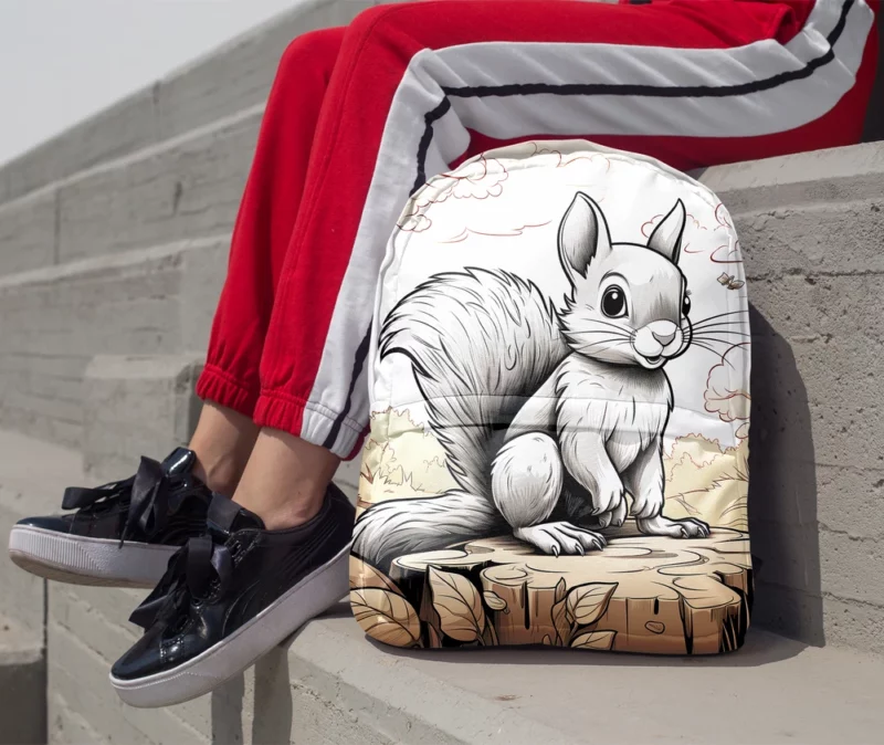 Kids Coloring Page with Cheerful Squirrel Minimalist Backpack 1