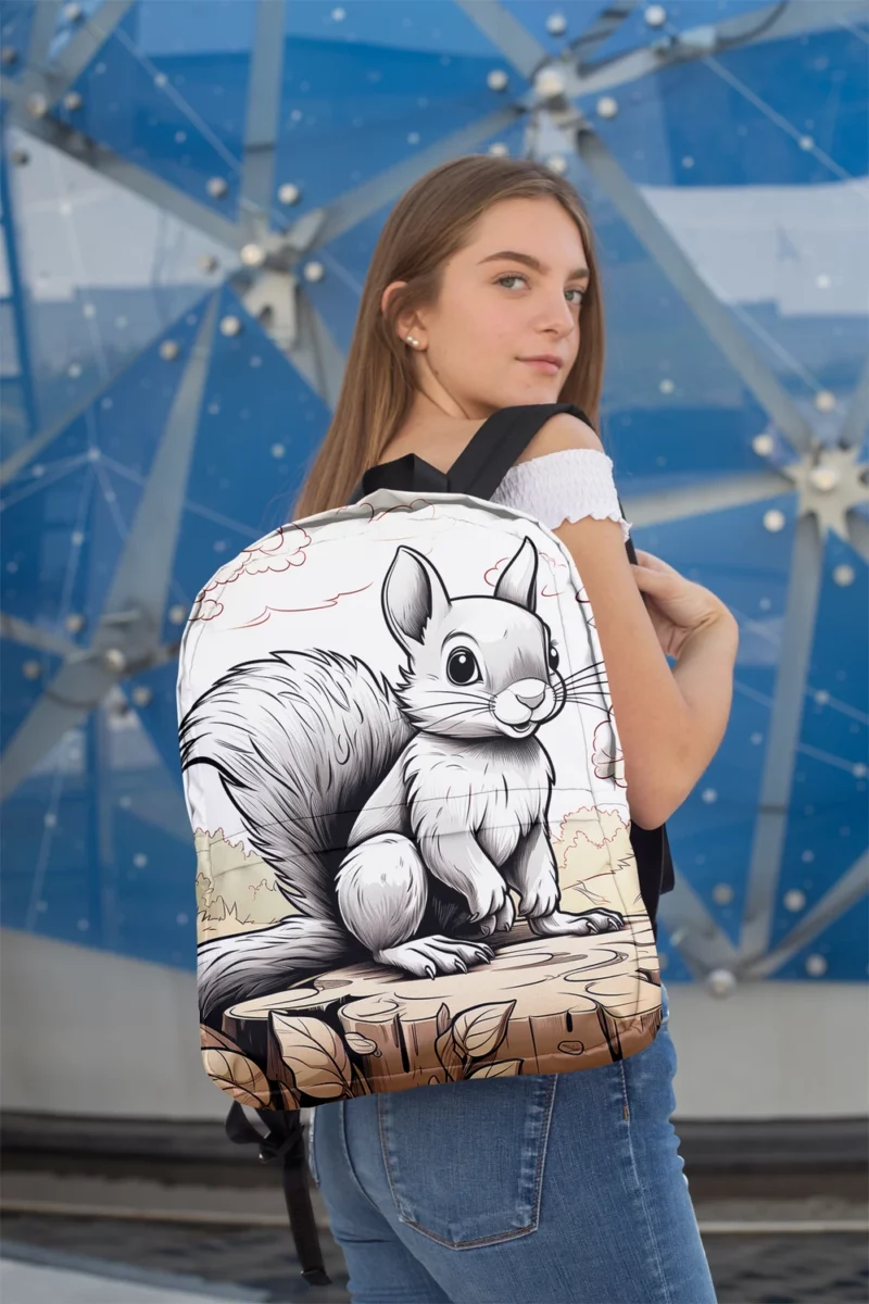 Kids Coloring Page with Cheerful Squirrel Minimalist Backpack 2