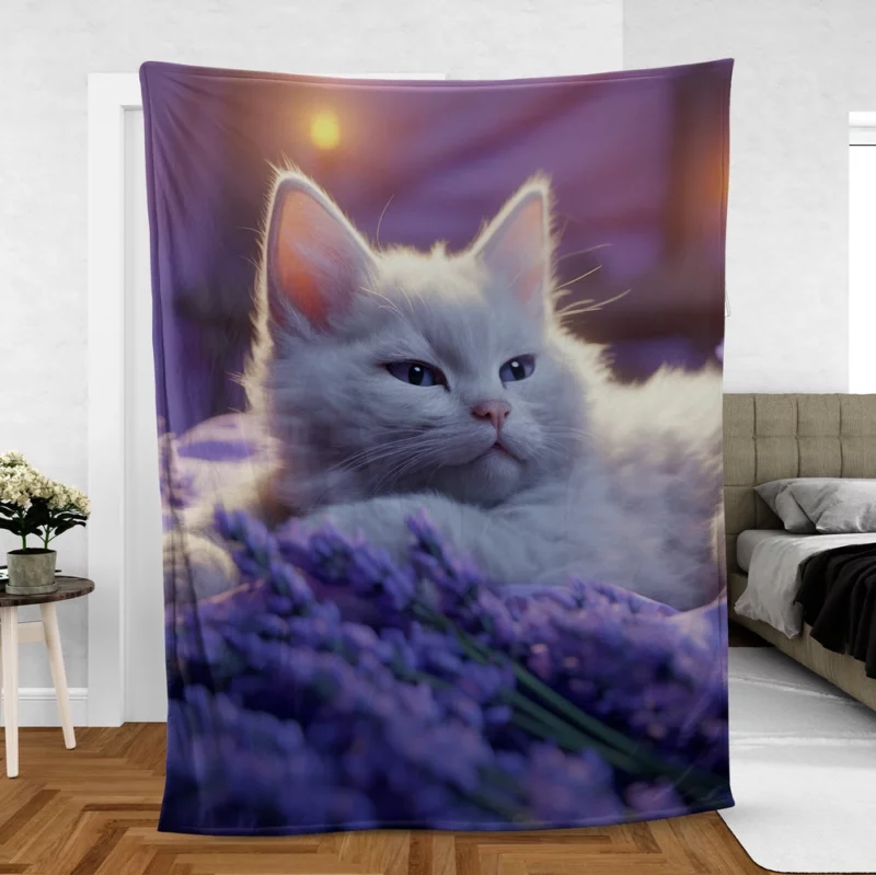 Kitten Sitting in Window Fleece Blanket