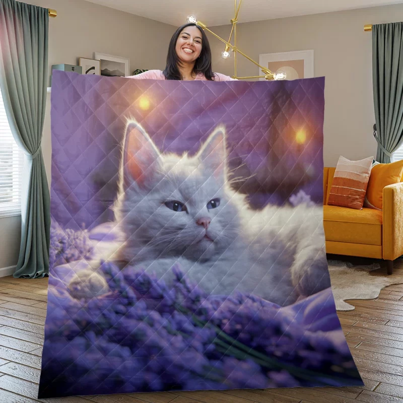 Kitten Sitting in Window Quilt Blanket