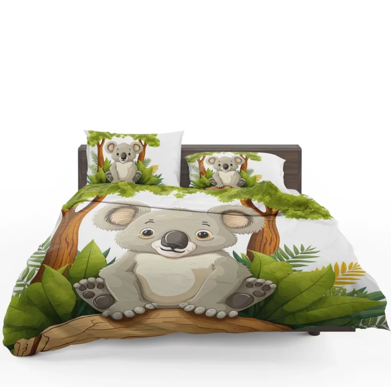 Koala Bear Cartoon on White Bedding Set 1