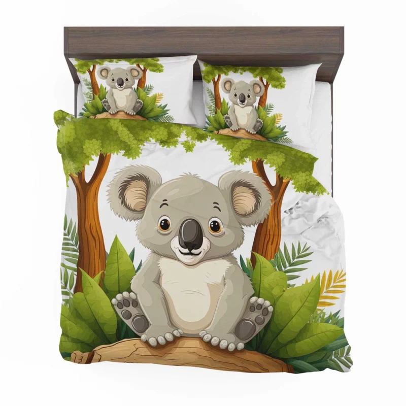 Koala Bear Cartoon on White Bedding Set 2