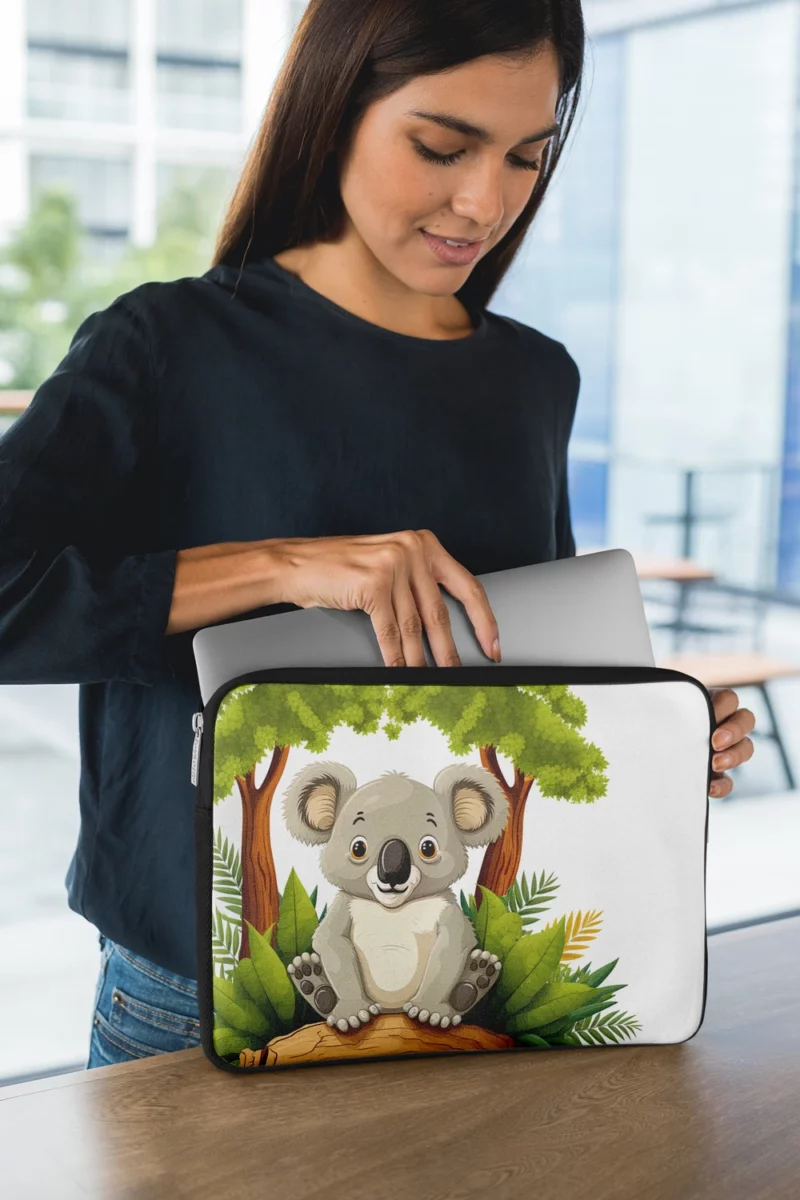 Koala Bear Cartoon on White Laptop Sleeve 1