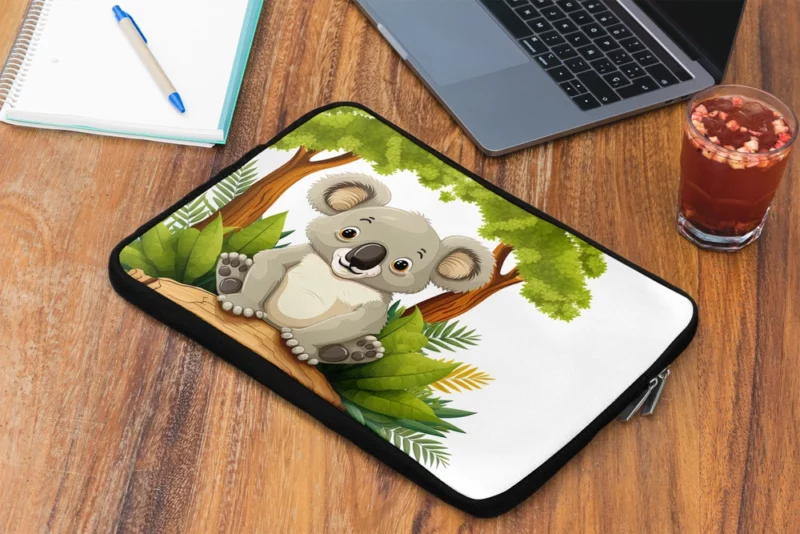 Koala Bear Cartoon on White Laptop Sleeve 2