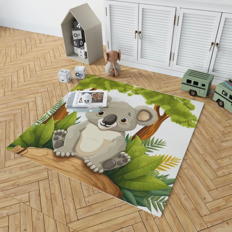 Koala Bear Cartoon on White Rug 1