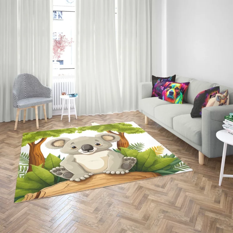 Koala Bear Cartoon on White Rug 2