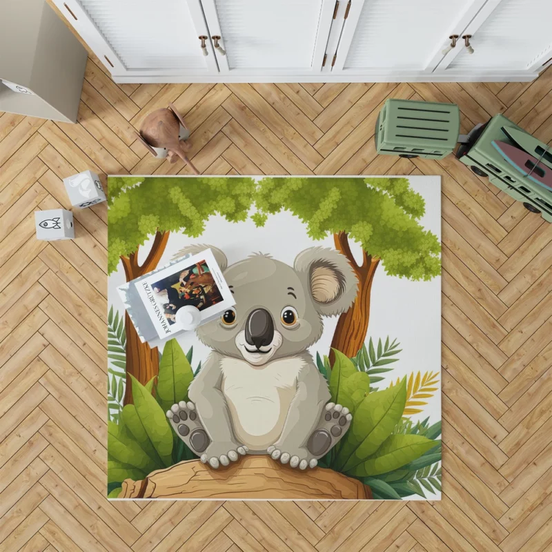 Koala Bear Cartoon on White Rug