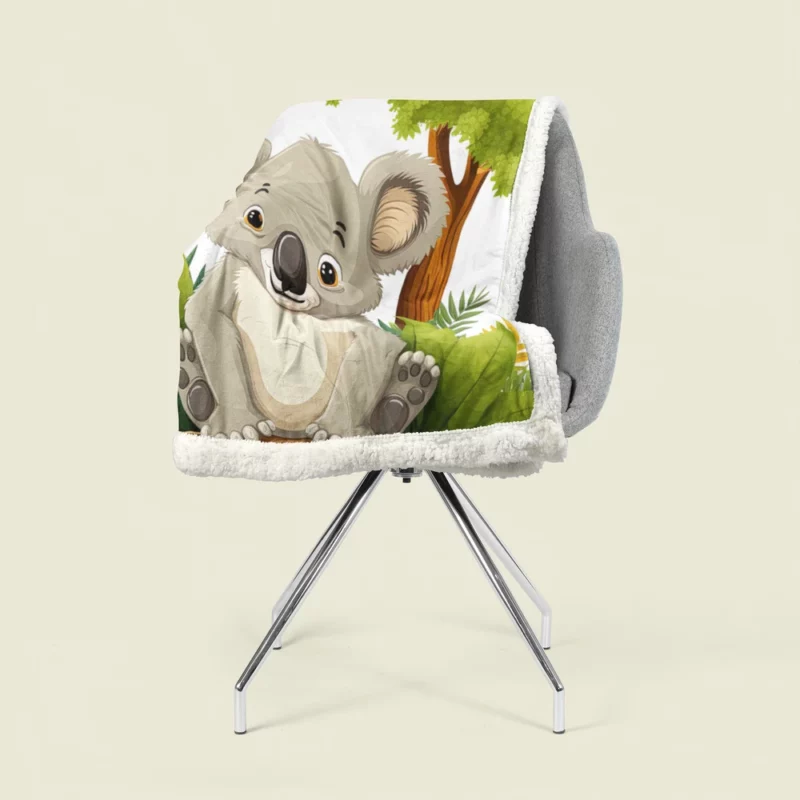 Koala Bear Cartoon on White Sherpa Fleece Blanket 1