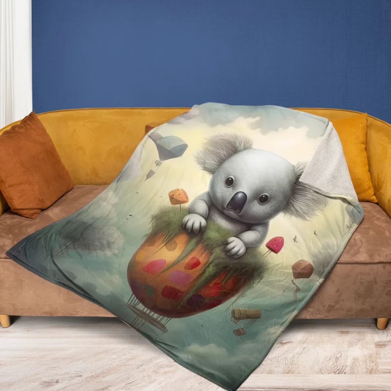 Koala Children Book Illustration Fleece Blanket 1