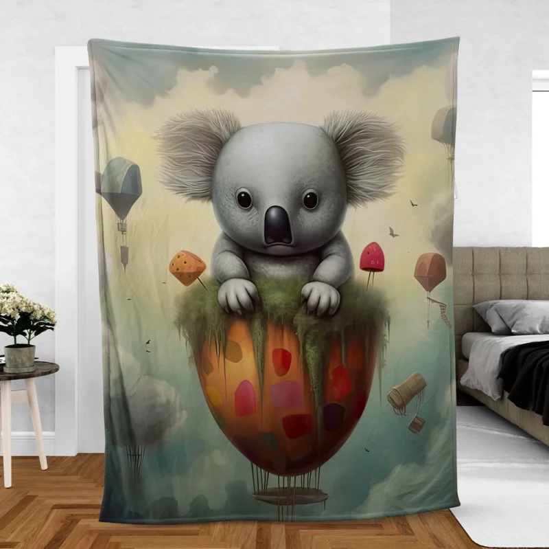 Koala Children Book Illustration Fleece Blanket