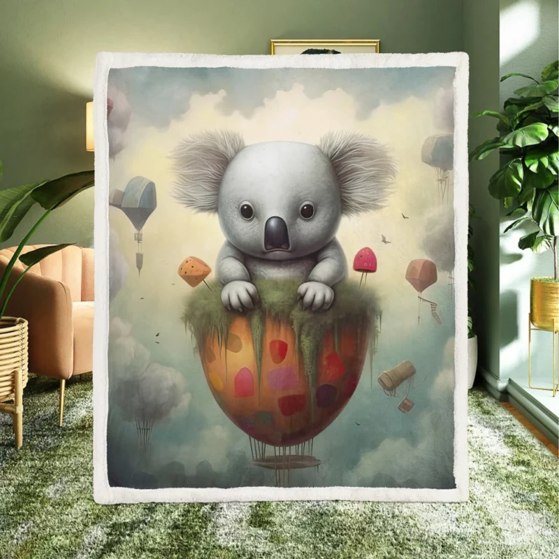 Koala Children Book Illustration Sherpa Fleece Blanket