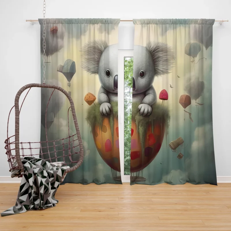 Koala Children Book Illustration Window Curtain