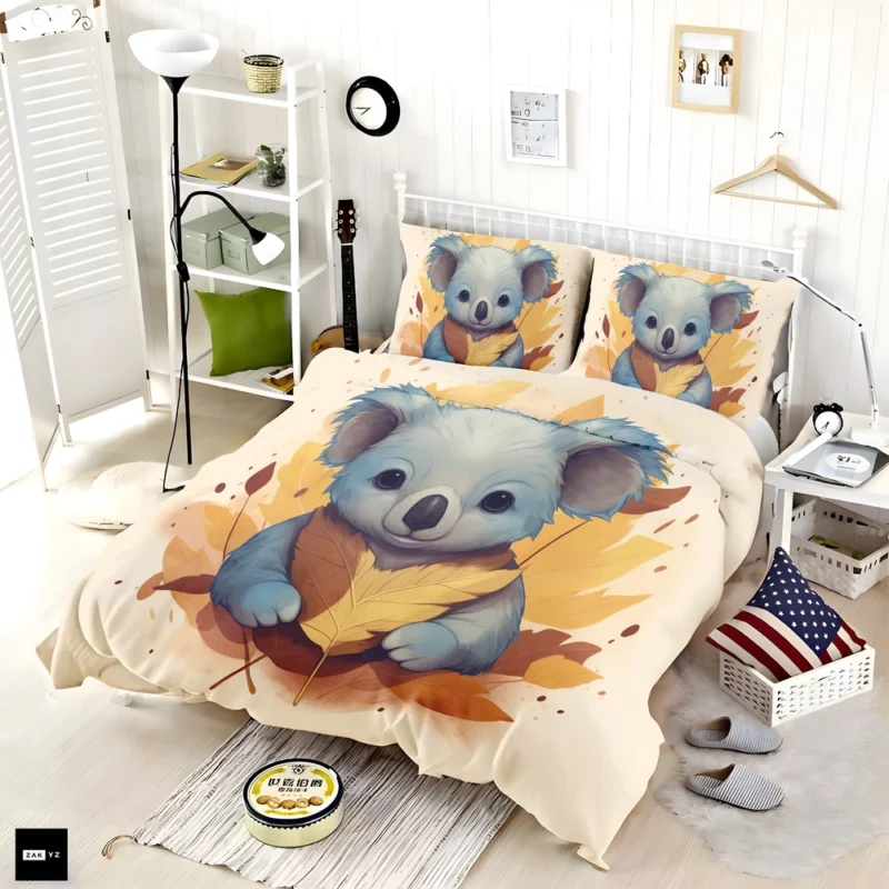 Koala Holding Eucalyptus Leaf Bedding Set