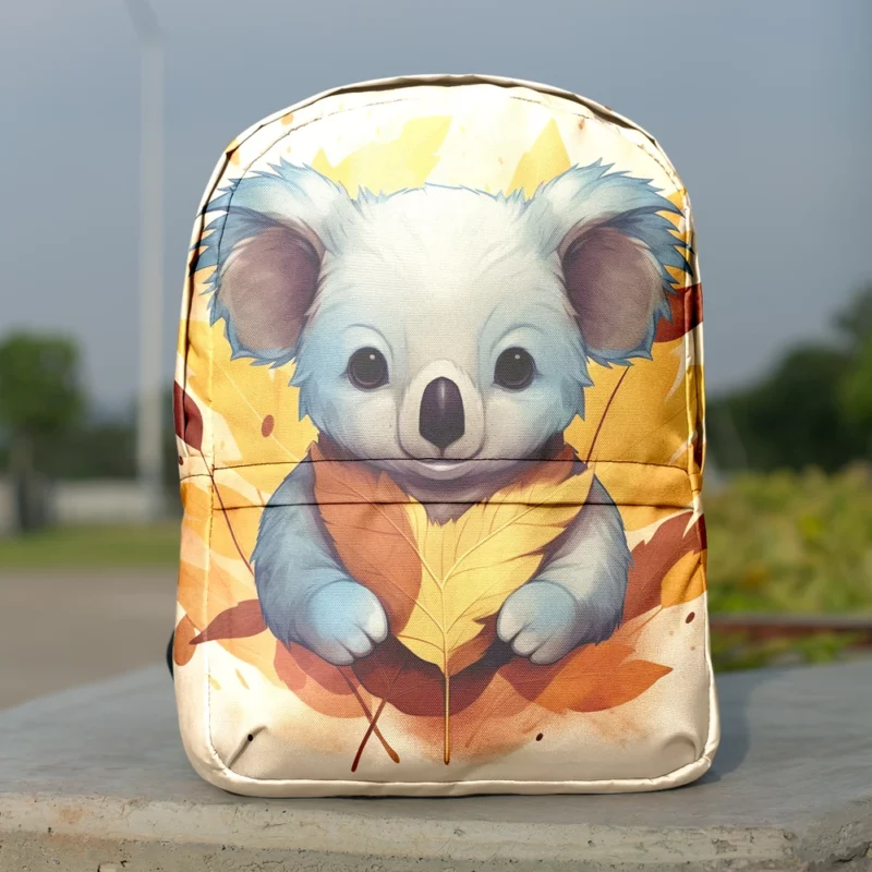 Koala Holding Eucalyptus Leaf Minimalist Backpack